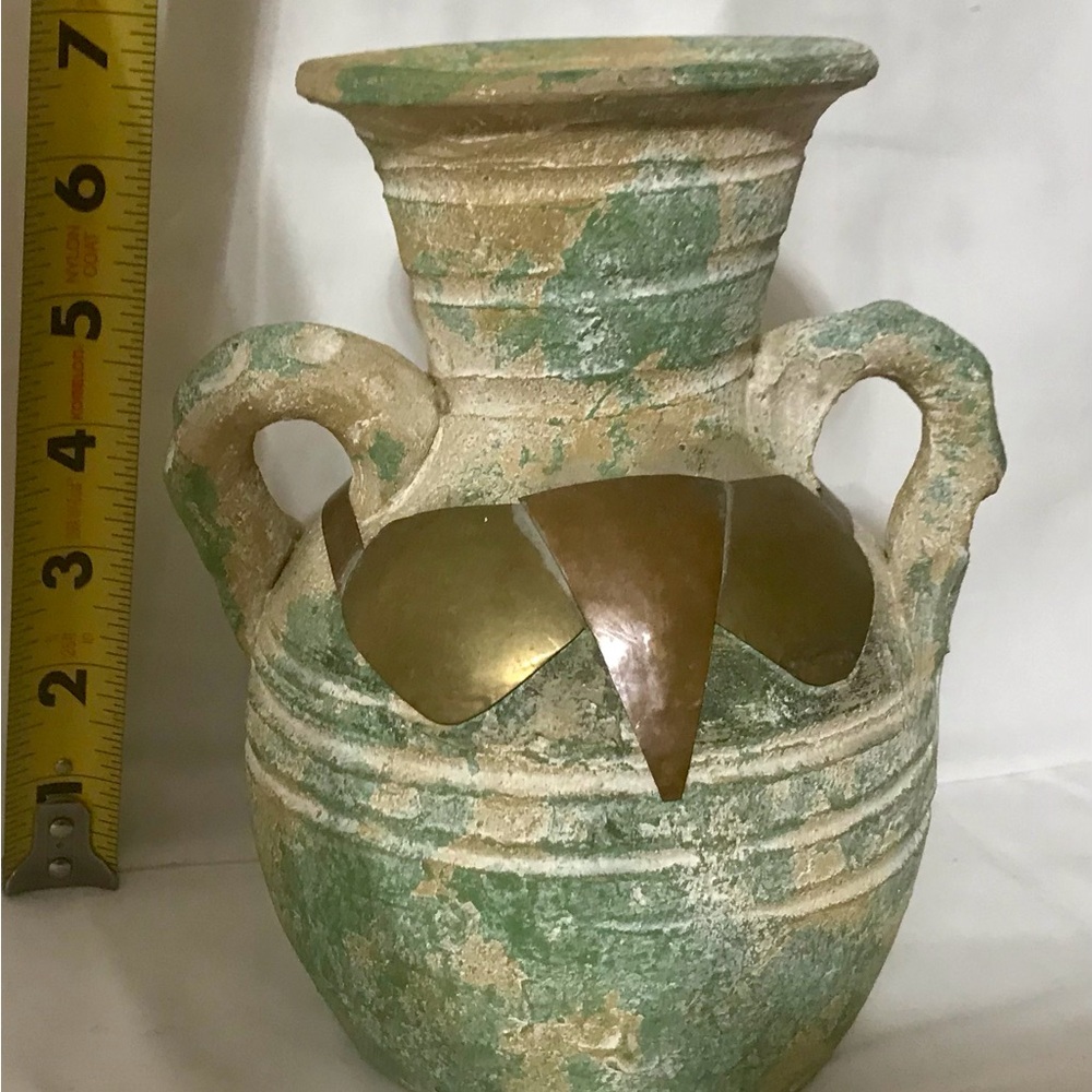 Rustic Green and Brown Decorative Vase